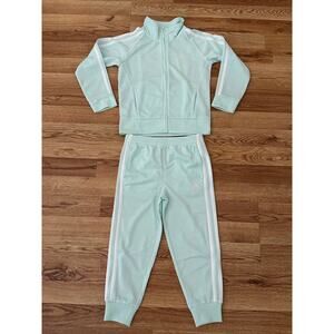 Adidas Toddler Girls Mint Green 2 Piece Zipper Front Track Suit Size 4 - NWT